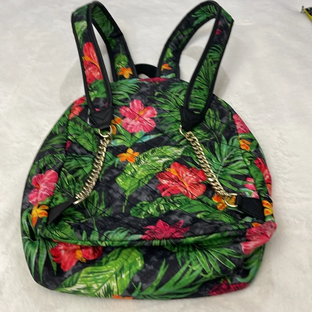 VICTORIAS SECRET FLORAL  Print Backpack with Chain Detail - Picture 7 of 11